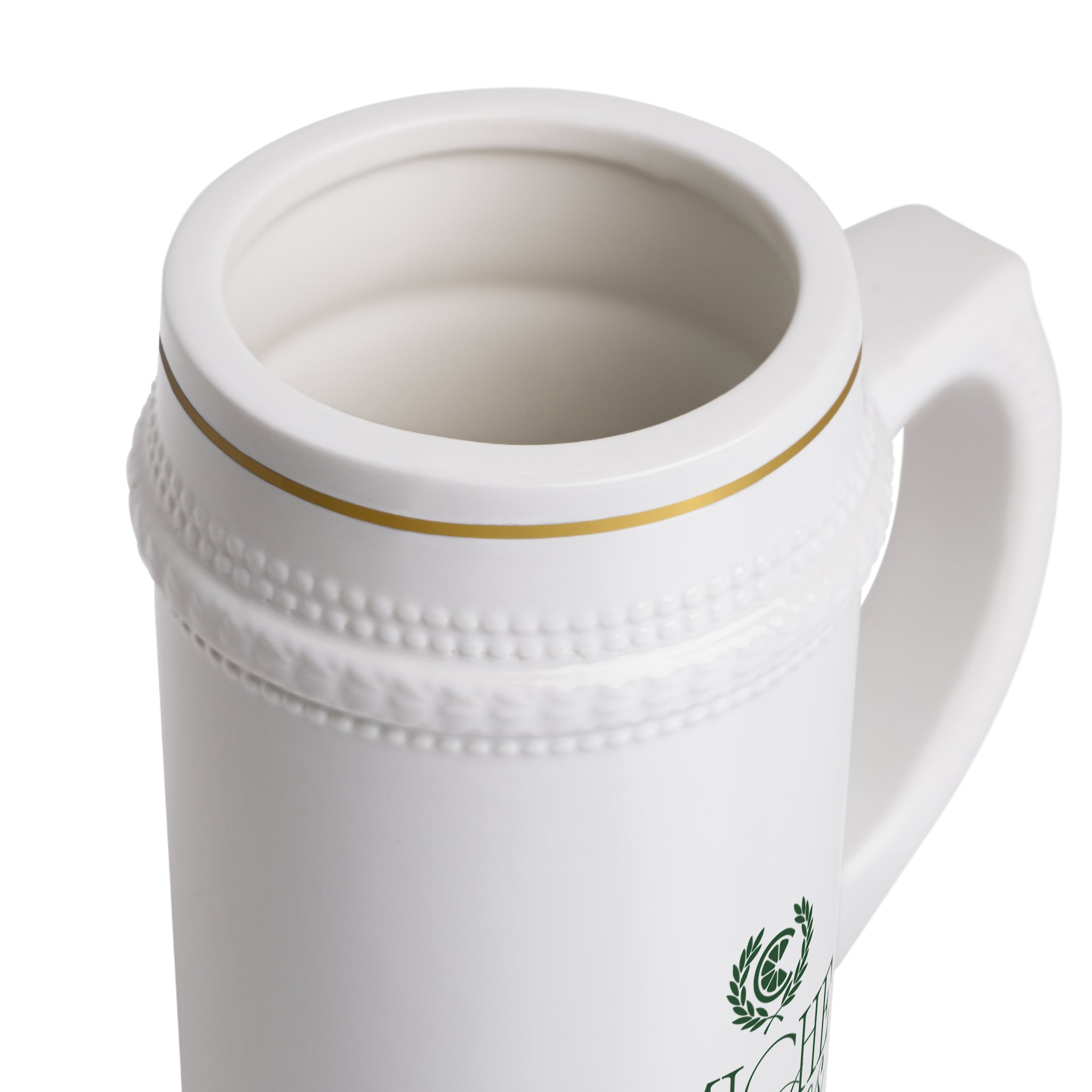 Miche Vibes Ceramic Beer Stein Mug — Elegant Gold-Trimmed Oktoberfest Gift
